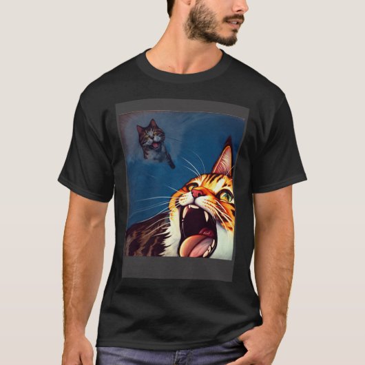Impressionistic Cat Screaming Impressionism Cats T-Shirt (Vorderseite)