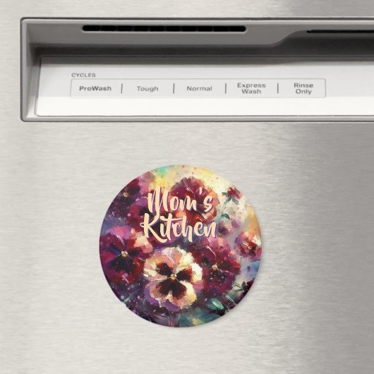Impressionistic Maroon Pansies Floral Personalized Magnet (In Situ (Geschirrspüler))