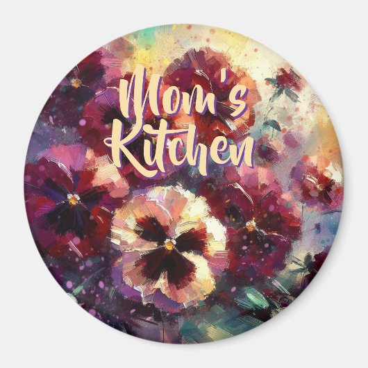 Impressionistic Maroon Pansies Floral Personalized Magnet (Vorne)