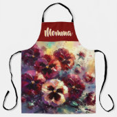 Impressionistic Maroon Pansies Floral Personalized Schürze (Vorderseite)