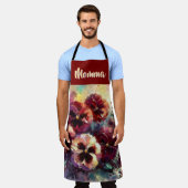 Impressionistic Maroon Pansies Floral Personalized Schürze (Getragen)