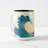 Impressionistic Ocean Wave Zweifarbige Tasse (Vorderseite Links)