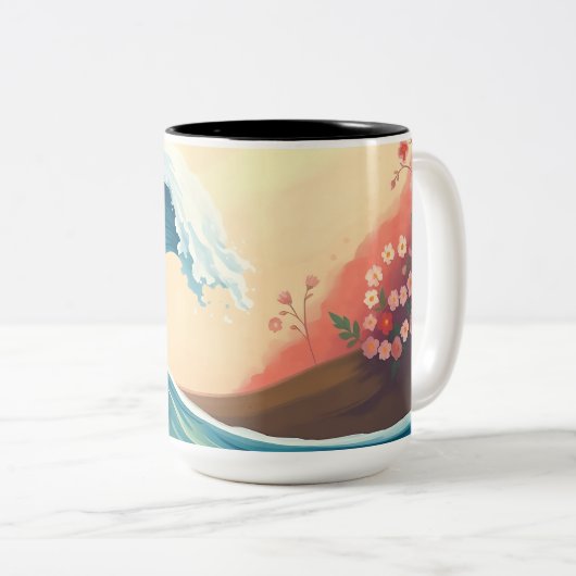 Impressionistic Ocean Wave Zweifarbige Tasse (VorderseiteRechts)