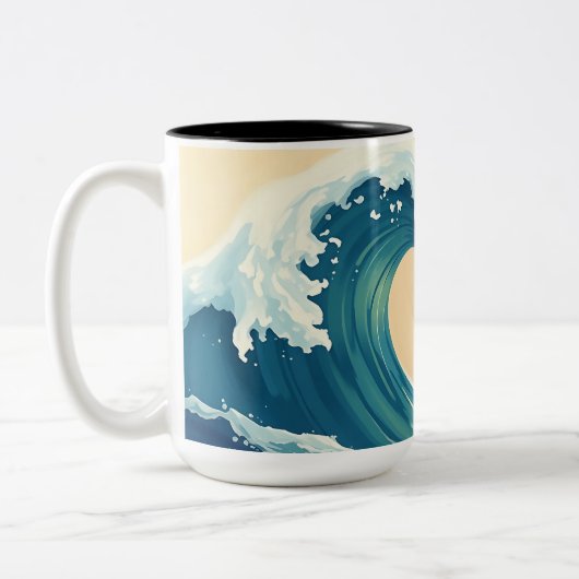Impressionistic Ocean Wave Zweifarbige Tasse (Links)