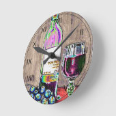Impressionistic Wine and Grapes Art Clock Runde Wanduhr (Winkel)