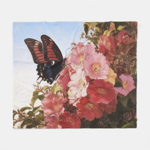 Impressionistin Butterfly und rosa Blume Fleecedecke