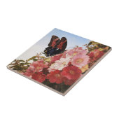 Impressionistin Butterfly und rosa Blume Fliese (Seite)