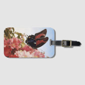 Impressionistin Butterfly und rosa Blume Gepäckanhänger (Vorderseite (Horizontal))