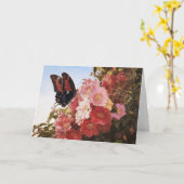 Impressionistin Butterfly und rosa Blume Karte (Gelbe Blume)