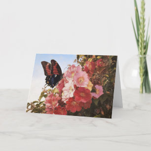 Impressionistin Butterfly und rosa Blume Karte