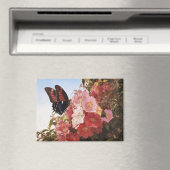 Impressionistin Butterfly und rosa Blume Magnet (In Situ (Geschirrspüler))