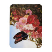 Impressionistin Butterfly und rosa Blume Magnet (Vertikal)