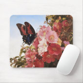 Impressionistin Butterfly und rosa Blume Mousepad (Mit Mouse)