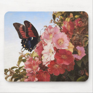 Impressionistin Butterfly und rosa Blume Mousepad