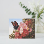Impressionistin Butterfly und rosa Blume Postkarte (Stehend Vorderseite)