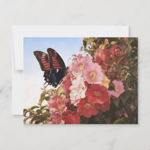Impressionistin Butterfly und rosa Blume Postkarte