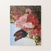 Impressionistin Butterfly und rosa Blume Puzzle (Vertikal)