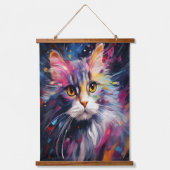 Impressionistin Feline Gaze Wandteppich Mit Holzrahmen (Vorderseite 2)