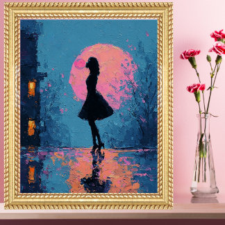 Impressionistin Pinker Mond Frau Bubble Gum Blase Poster
