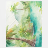 Impressionistin Watercolor Tropical Island Szene Fleecedecke (Vorderseite)