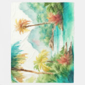 Impressionistin Watercolor Tropical Island Szene Fleecedecke (Vorderseite)