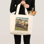 Impressionistin Woman Knitting Jumbo Stoffbeutel (Vorderseite (Produkt))