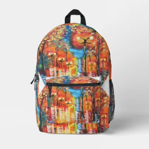 Impressionistisch Autumn Park Night Oil Pastor Art Bedruckter Rucksack