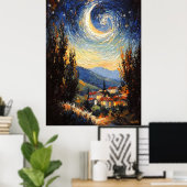 Impressionistisch inspirierter Sternenhimmel Poster (Heimbüro)