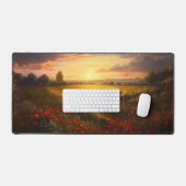 Impressionistisch Mohnfeld Sonnenuntergang Landsch Schreibtischunterlage (Tastatur & Maus)