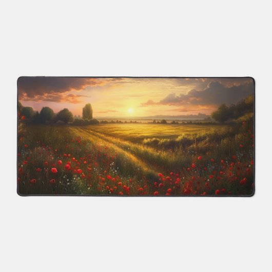 Impressionistisch Mohnfeld Sonnenuntergang Landsch Schreibtischunterlage (Vorderseite)