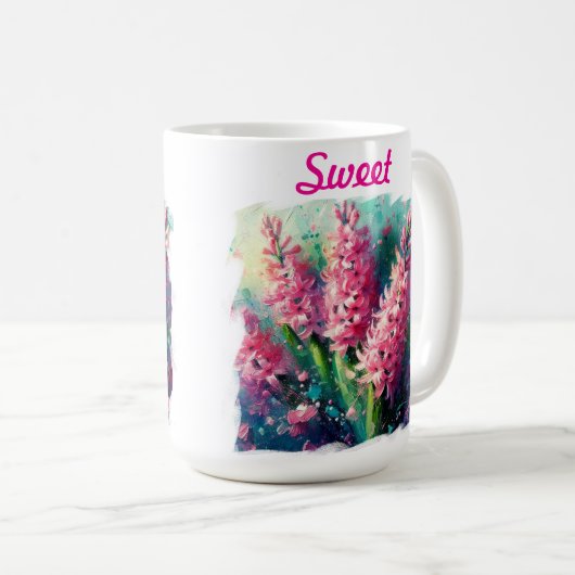 Impressionistisch-rosa Hyacinths Hyacinth Kaffeetasse (VorderseiteRechts)