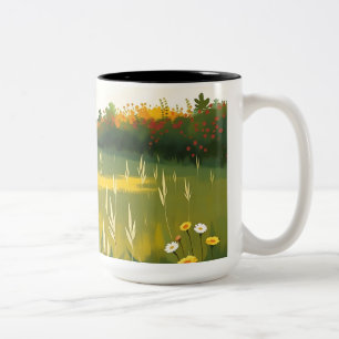 Impressionistisch ruhige Wiese Zweifarbige Tasse