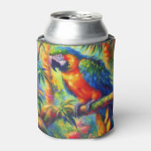 Impressionistisch tropischer Papagei Bird Blue Gre Dosenkühler (Kanne Vorderseite)