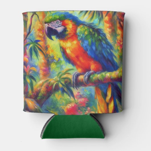 Impressionistisch tropischer Papagei Bird Blue Gre Dosenkühler (Vorderseite)