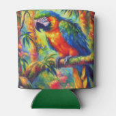 Impressionistisch tropischer Papagei Bird Blue Gre Dosenkühler (Rückseite)