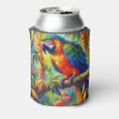 Impressionistisch tropischer Papagei Bird Blue Gre Dosenkühler (Kanne Rückseite)