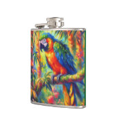 Impressionistisch tropischer Papagei Bird Blue Gre Flachmann (Links)