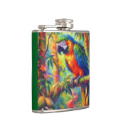 Impressionistisch tropischer Papagei Bird Blue Gre Flachmann (Rechts)