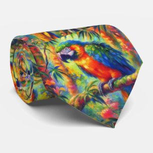 Impressionistisch tropischer Papagei Bird Blue Gre Krawatte