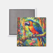 Impressionistisch tropischer Papagei Bird Blue Gre Magnet (Vorderseite/Rückseite)