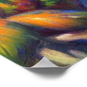 Impressionistisch tropischer Papagei Bird Blue Gre Poster (Ecke)