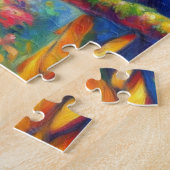 Impressionistisch tropischer Papagei Bird Blue Gre Puzzle (Seite)