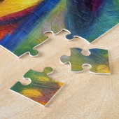 Impressionistisch tropischer Papagei Bird Blue Gre Puzzle (Seite)