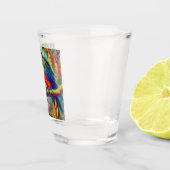 Impressionistisch tropischer Papagei Bird Blue Gre Schnapsglas (Rechts)
