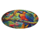 Impressionistisch tropischer Papagei Bird Blue Gre Schneidebrett (Ecke)