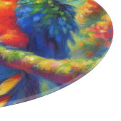 Impressionistisch tropischer Papagei Bird Blue Gre Schneidebrett (Ecke)