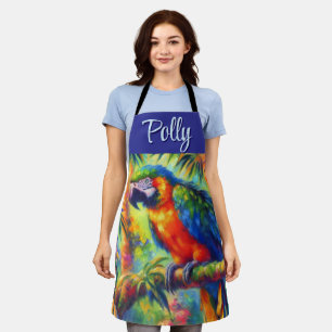 Impressionistisch tropischer Papagei Bird Blue Gre Schürze