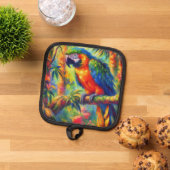 Impressionistisch tropischer Papagei Bird Blue Gre Topflappen (Oben Unten)