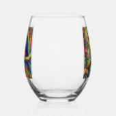 Impressionistisch tropischer Papagei Bird Blue Gre Weinglas Ohne Stiel (Links)