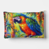 Impressionistisch tropischer Papagei Bird Blue Gre Zubehörtasche (Rückseite)
